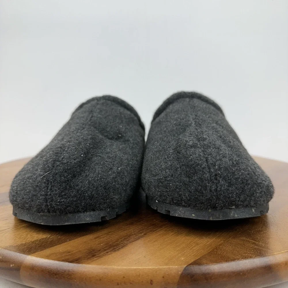 New Mens Minnetonka Neil Charcoal Wool Blend Slip On Indoor Clog Slipper Size 12